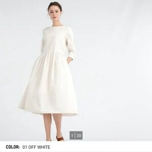 UNIQLO X INES DE LA FRESSANGE - 3/4 sleeve off white midi dress NWOT